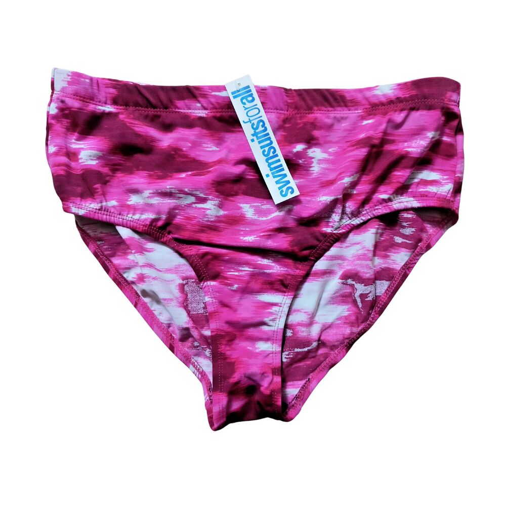 Swimsuits For All Shore Club Classic Swim Bottom 14 Pink White Maroon Ikat NWT
